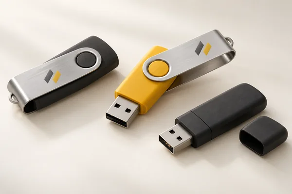 Визуализация: USB-флешки с поворотной скобой и съёмным колпачком